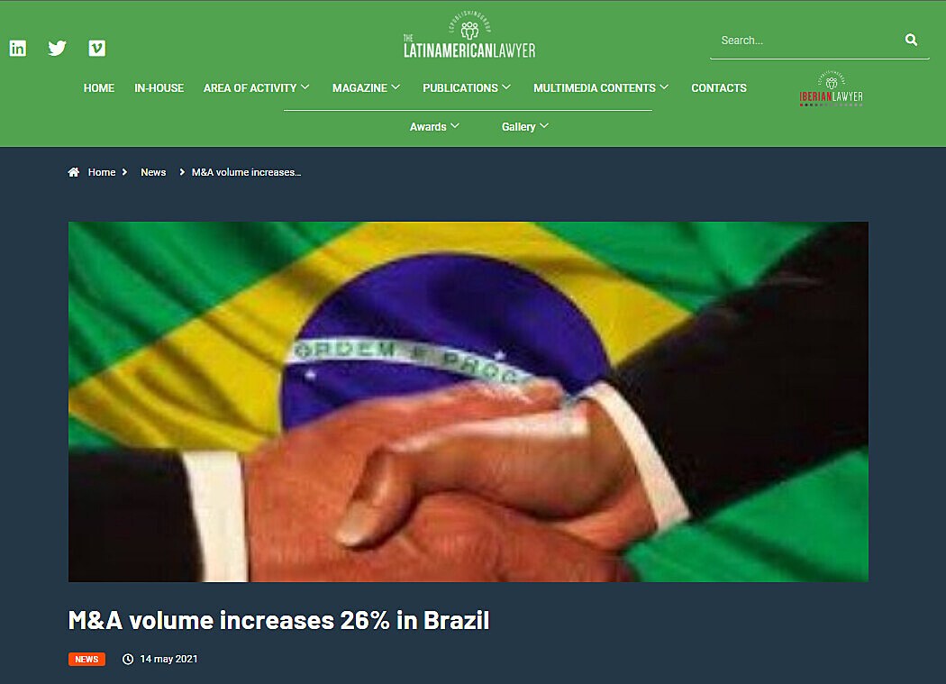 M&A volume increases 26% in Brazil
